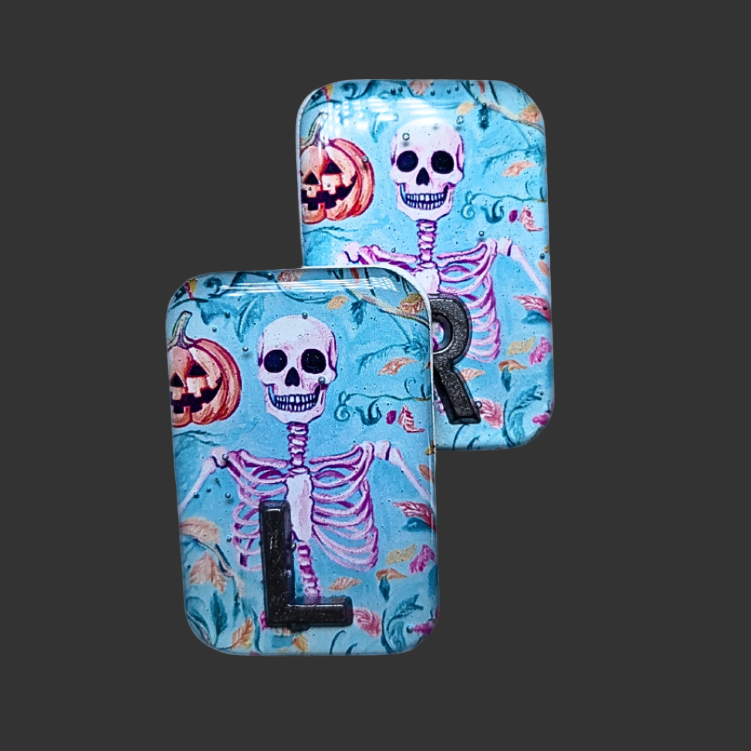 Skeleton X-ray markers with blue background and customizable initials or numbers