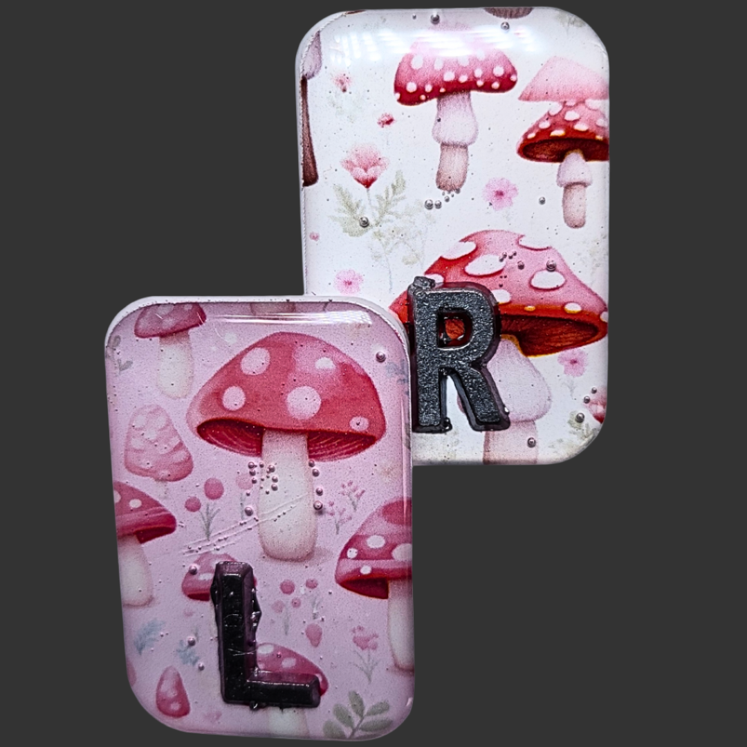 Mushroom-themed X-ray markers, colourful and fun design, ideal for radiographers and X-ray techs