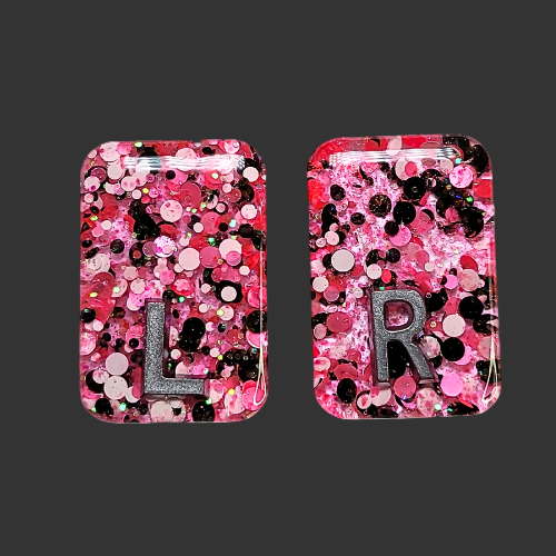 pink matte glitter x ray markers for radiographers and x ray techs