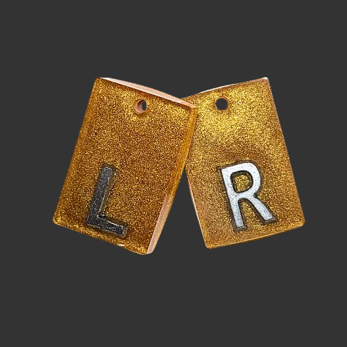 plain gold x ray markers made by x ray vision uk for radiographers and x ray techs