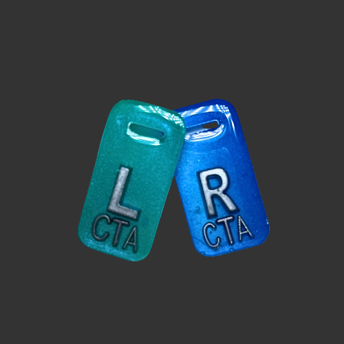 green and blue plain x ray markers for radiographers and x ray techs