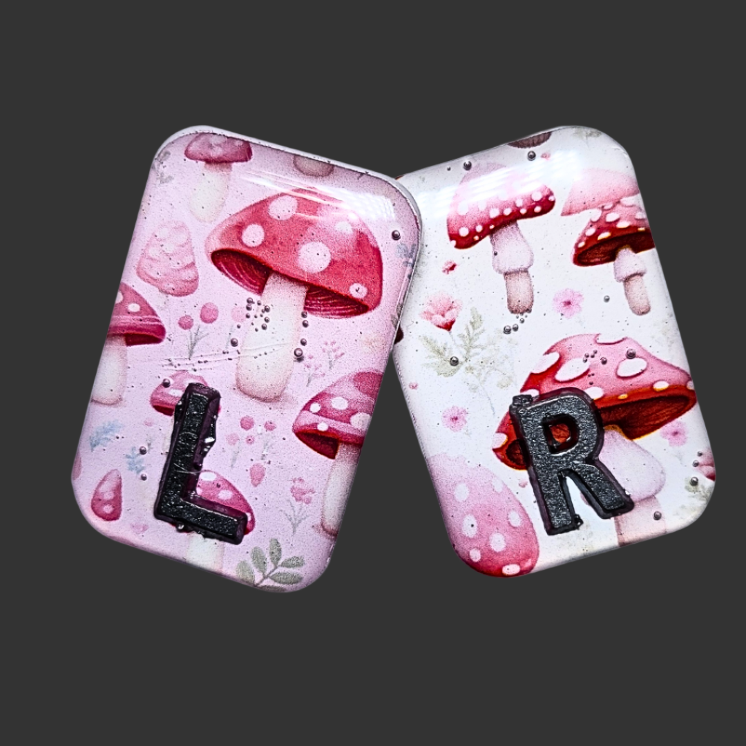 Mushroom-themed X-ray markers, colourful and fun design, ideal for radiographers and X-ray techs