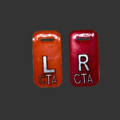 orange and red x ray markers for radiographers and x ray techs made by x ray vision uk