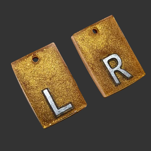 plain gold x ray markers made by x ray vision uk for radiographers and x ray techs