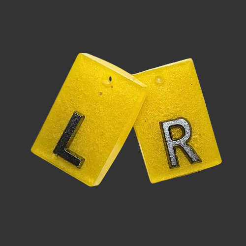 plain yellow x ray markers for radiographers and x ray techs made by x ray vision uk