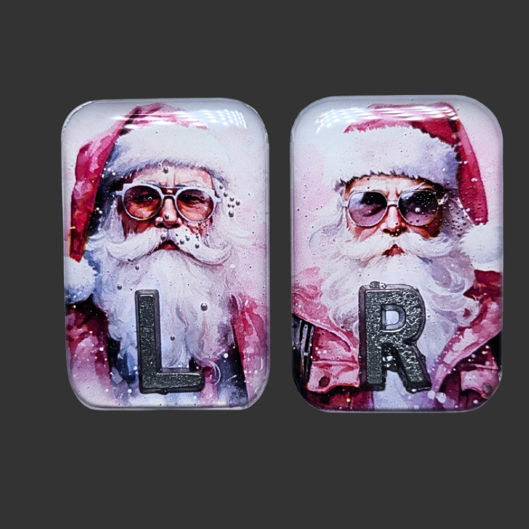 Santa-themed X-ray markers for radiology, festive red and white design, ideal for radiographers and X-ray techs during the holiday season