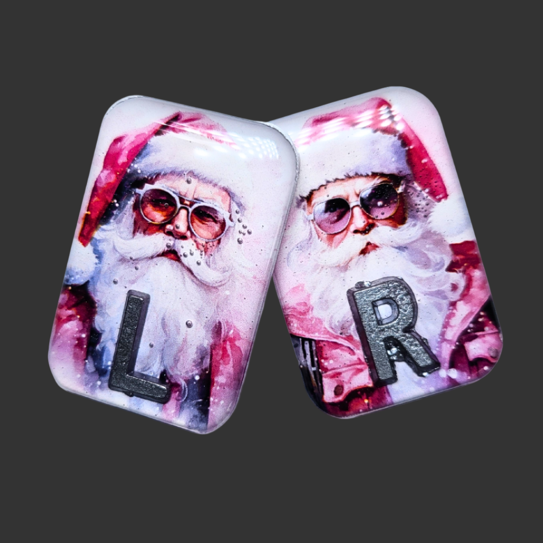Santa-themed X-ray markers for radiology, festive red and white design, ideal for radiographers and X-ray techs during the holiday season