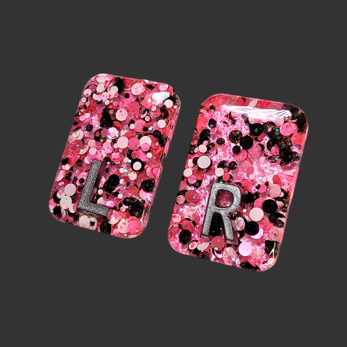 pink matte glitter x ray markers for radiographers and x ray techs