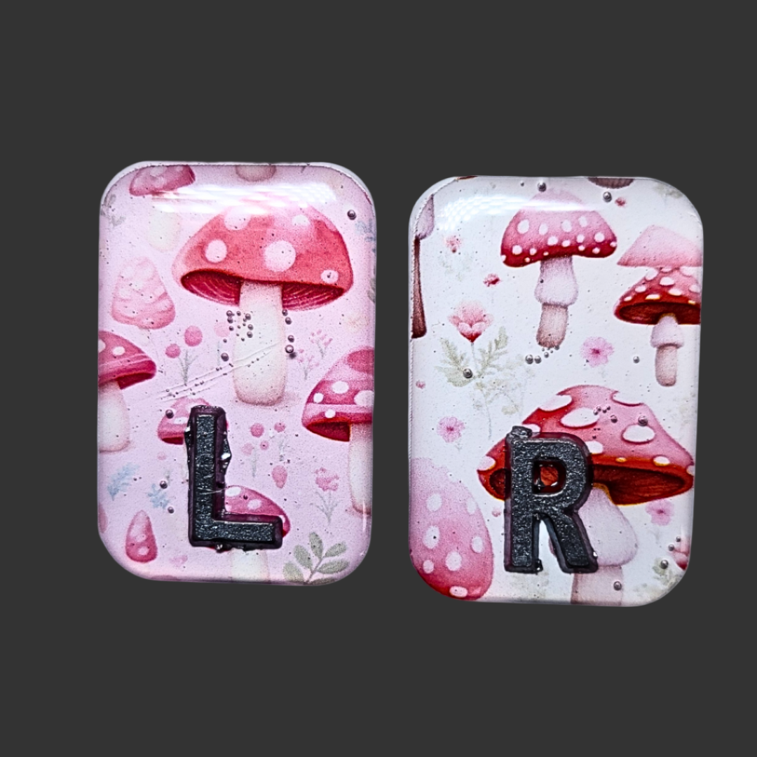 Mushroom-themed X-ray markers, colourful and fun design, ideal for radiographers and X-ray techs