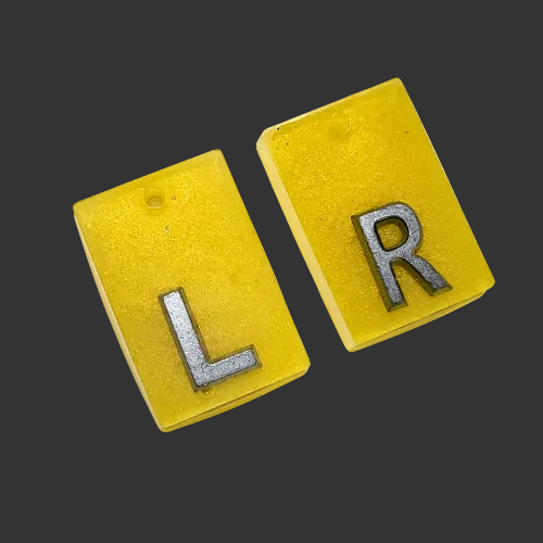 plain yellow x ray markers for radiographers and x ray techs made by x ray vision uk