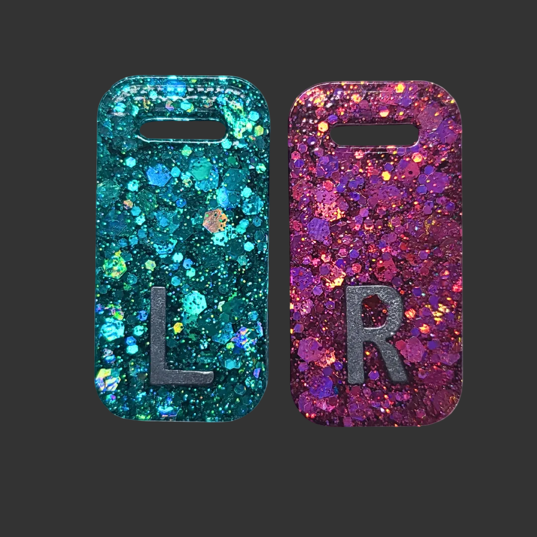 blue and pink glitter x ray markers for radiographers and x ray techs 