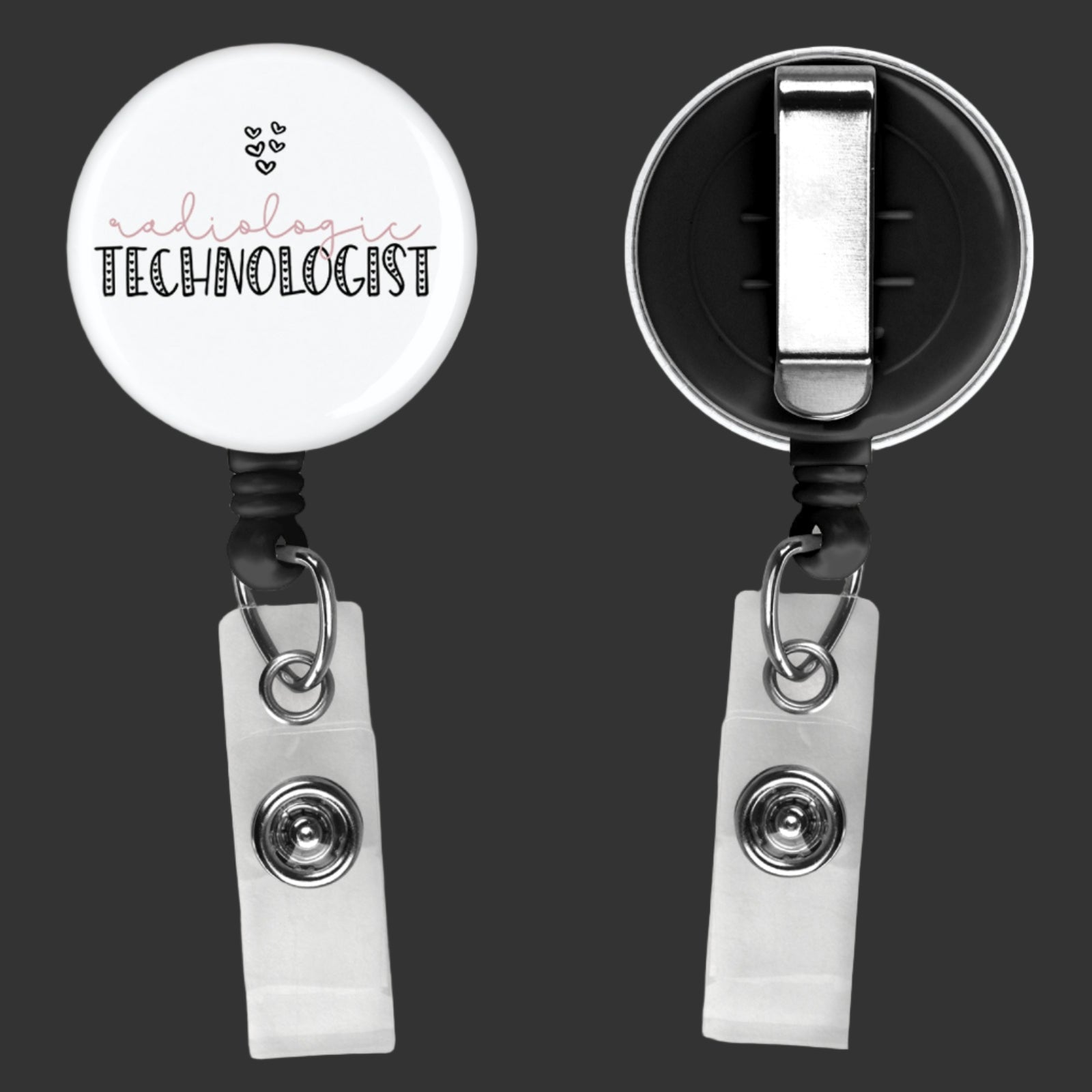 badge reel with radiologic technologist written on the front 