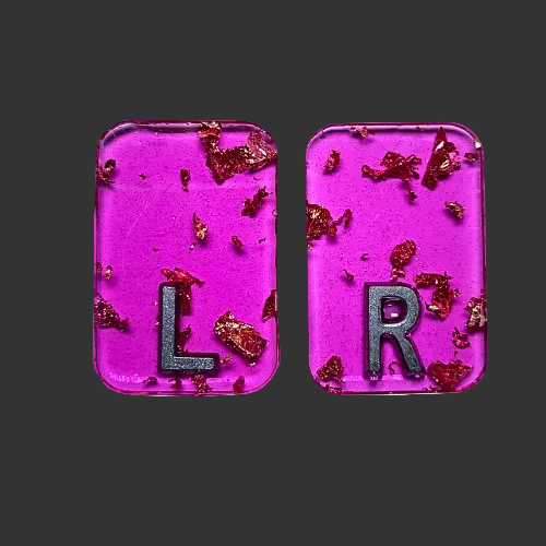 Lavender  x ray markers  various colours available pink / peach and purple, orange  x ray markers with gold leaf foil inside, for radiographers and x ray techs, made by x ray vision uk