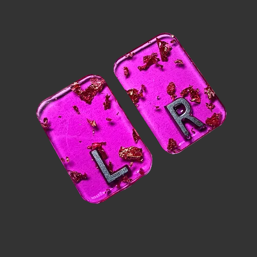 Lavender  x ray markers  various colours available pink / peach and purple, orange  x ray markers with gold leaf foil inside, for radiographers and x ray techs, made by x ray vision uk