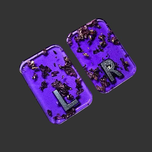 Purple x ray markers  various colours available pink / peach and purple, orange  x ray markers with gold leaf foil inside, for radiographers and x ray techs, made by x ray vision uk