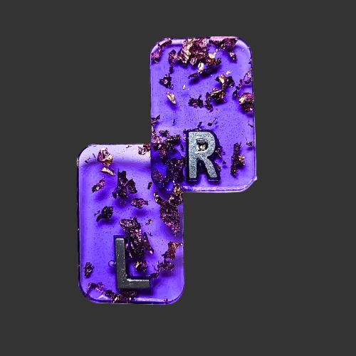 Purple x ray markers  various colours available pink / peach and purple, orange  x ray markers with gold leaf foil inside, for radiographers and x ray techs, made by x ray vision uk