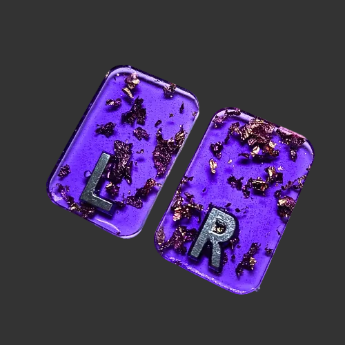 Purple x ray markers  various colours available pink / peach and purple, orange  x ray markers with gold leaf foil inside, for radiographers and x ray techs, made by x ray vision uk