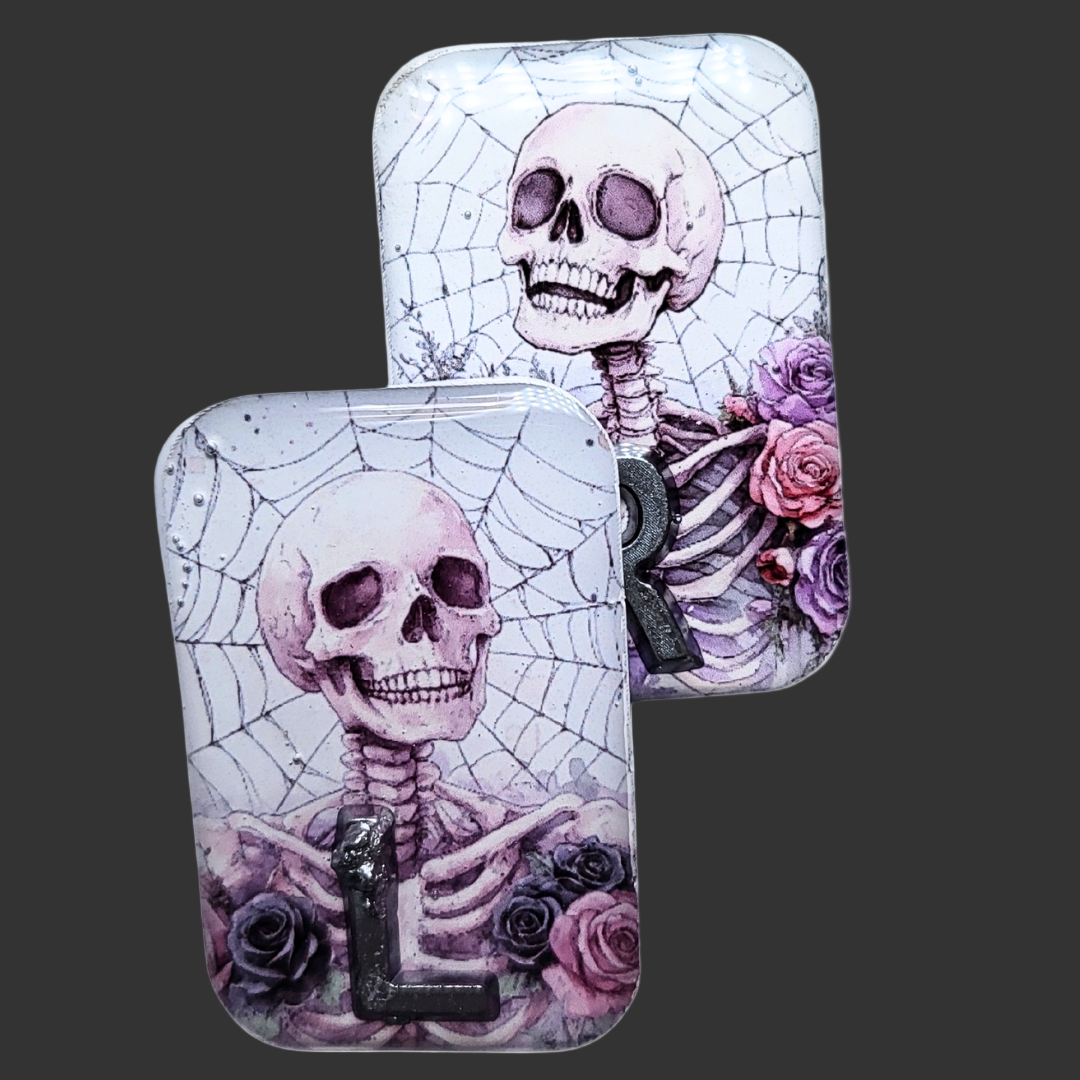 Floral skull-themed X-ray markers, decorative and fun design, perfect for radiographers and X-ray techs
