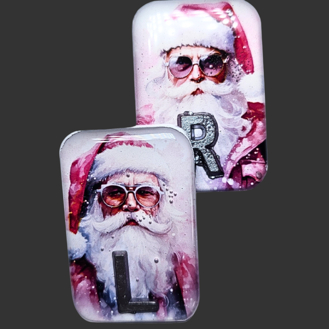 Santa-themed X-ray markers for radiology, festive red and white design, ideal for radiographers and X-ray techs during the holiday season