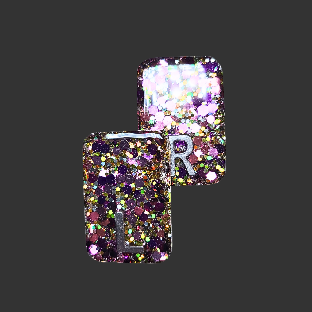 Pink, purple and gold chunky glitter X-ray markers with custom initials option. for radiographers and x ray techs