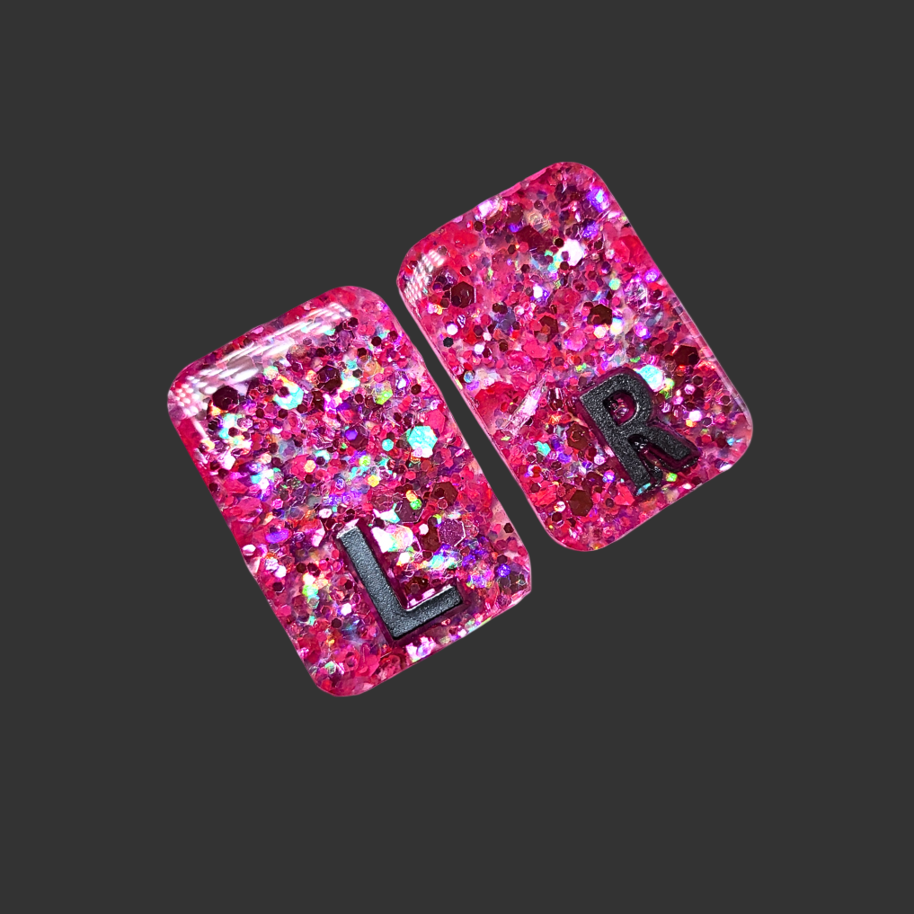 Customizable pink, glitter x ray markers for radiographers and x ray techs