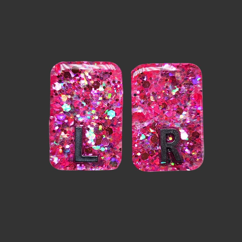 Customizable pink, glitter x ray markers for radiographers and x ray techs