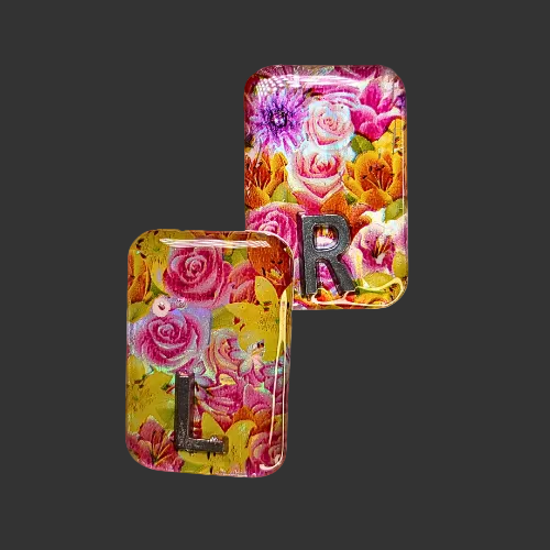 floral pink and yellow x ray markers for radiographers and x ray techs made by x ray vision uk 